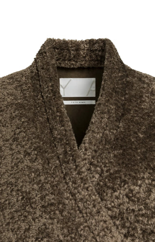 Teddy wrap jacket with tie closure - Slate Black Brown