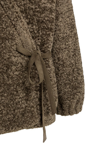 Teddy wrap jacket with tie closure - Slate Black Brown
