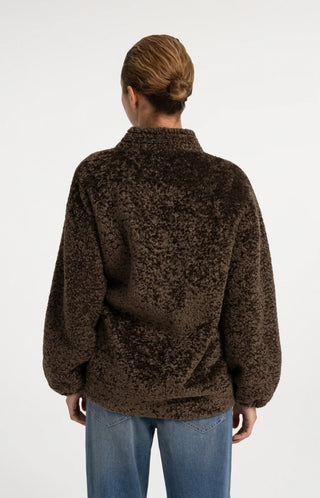 Teddy wrap jacket with tie closure - Slate Black Brown