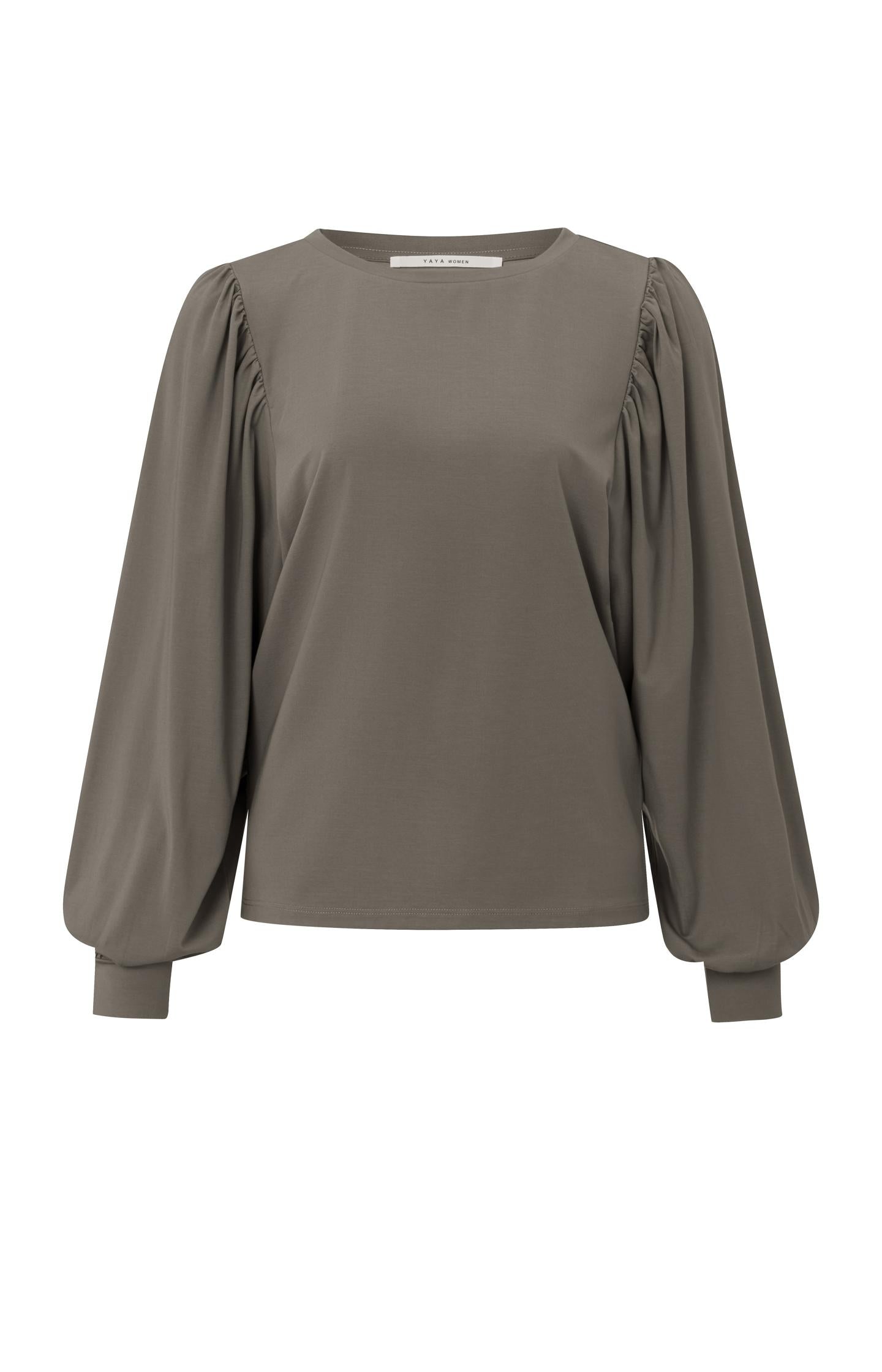 Boatneck Top with Puff Sleeve