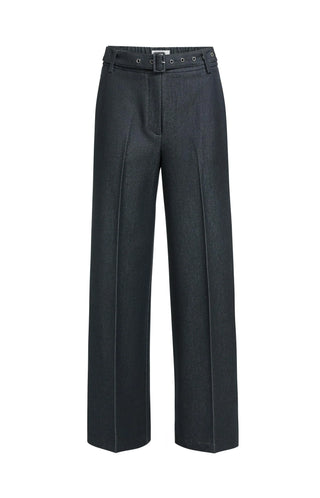 Woven trousers with belt and subtle sheen