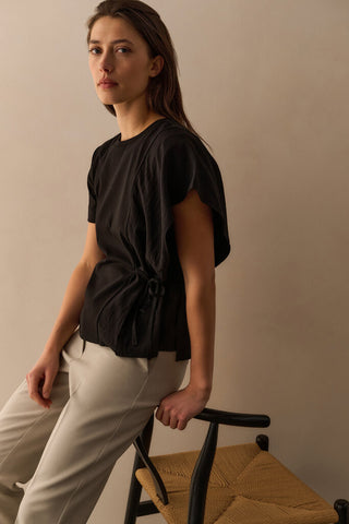 Fabric Mix Top With Cord