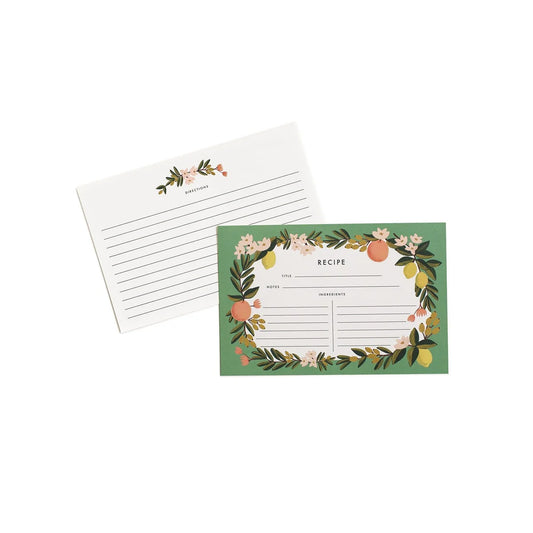Pack of 12 Citrus Floral Recipe Cards